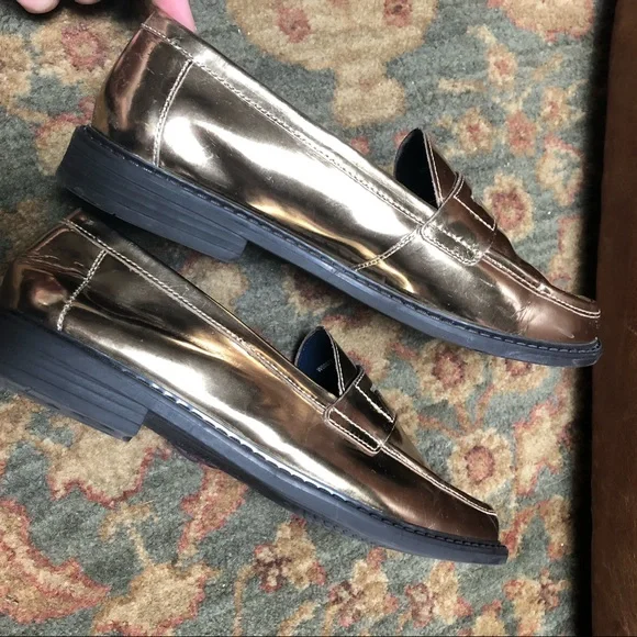 Cole Haan Shiny Gold Loafers - Picture 4 of 8